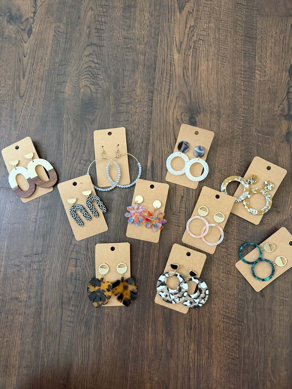 10 PAIR BUNDLE: Acrylic Resin Statement Earrings Set of 10 Pairs